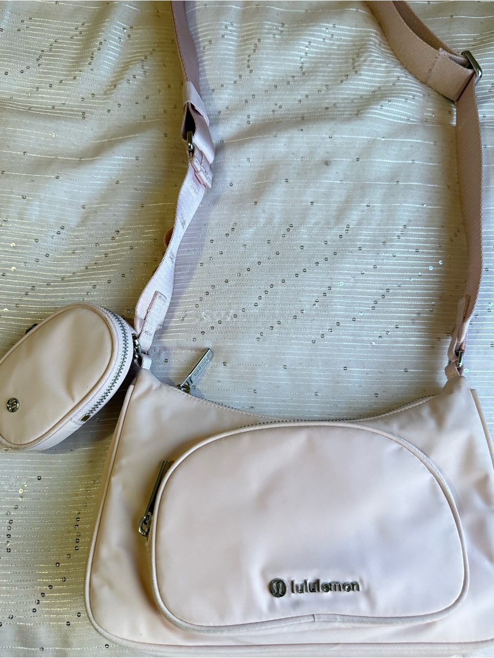 Pink Lululemon Crossbody Bag with nano Pouch 2L